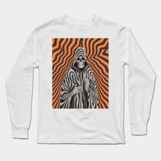 Op Art Reaper Death Mortality Optical Illusion Grim Reaper Long Sleeve T-Shirt